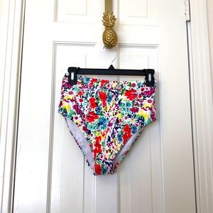 Multicolored Floral High-Rise/Waist Swim Bottoms
